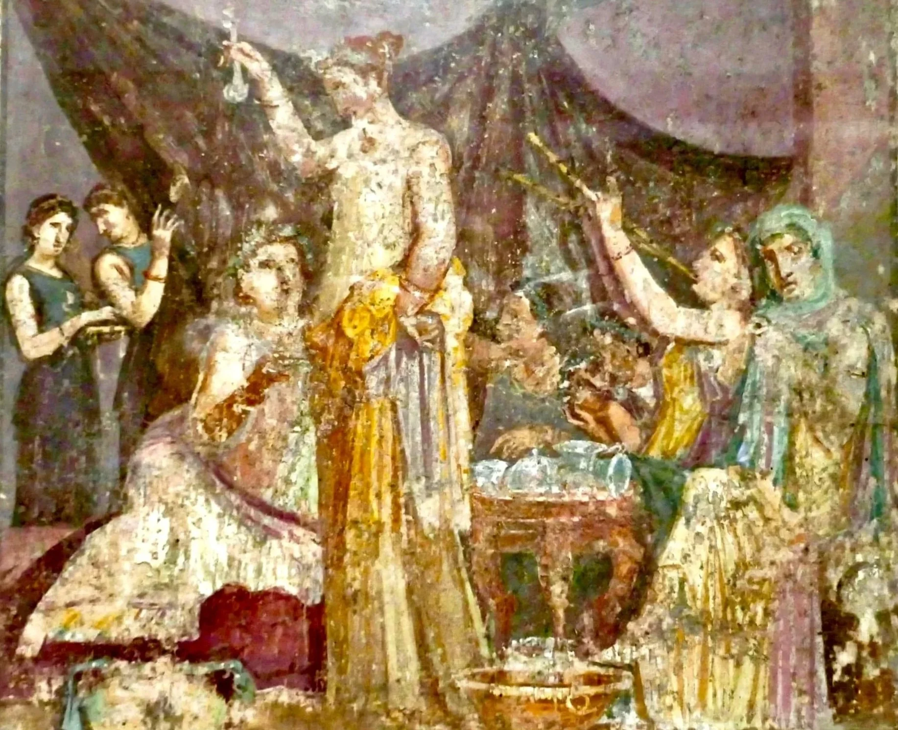 Wall fresco of a women's banquet scene