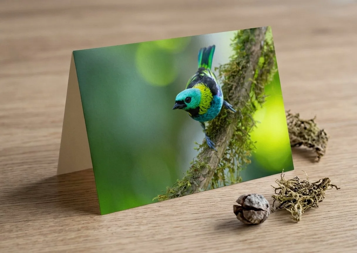 Vibrant Green-Headed Tanager Greeting Card