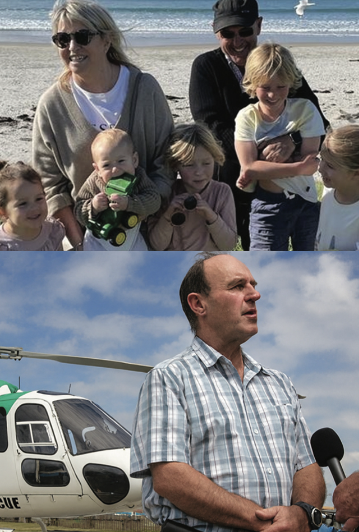 Funnell family at the beach with children and two adults.