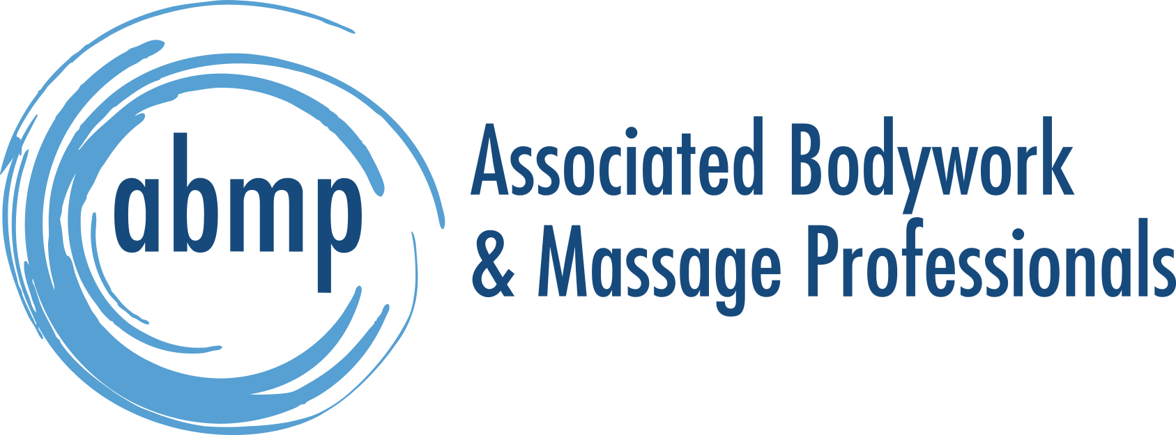 Logo of the Associated Bodywork & Massage Professionals featuring a blue circular brushstroke design and blue text.