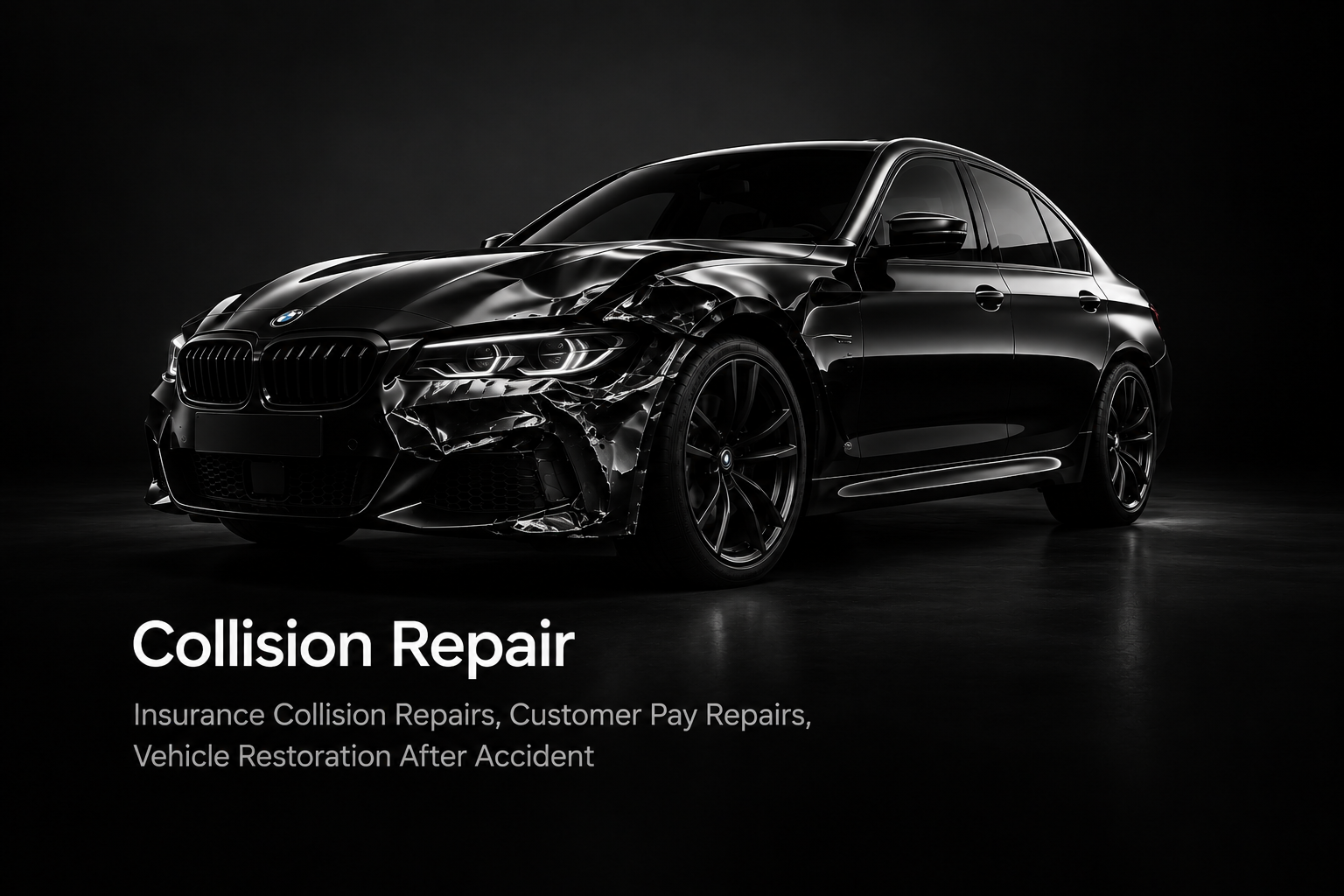 Damaged vehicle representing professional collision repair and accident restoration services.