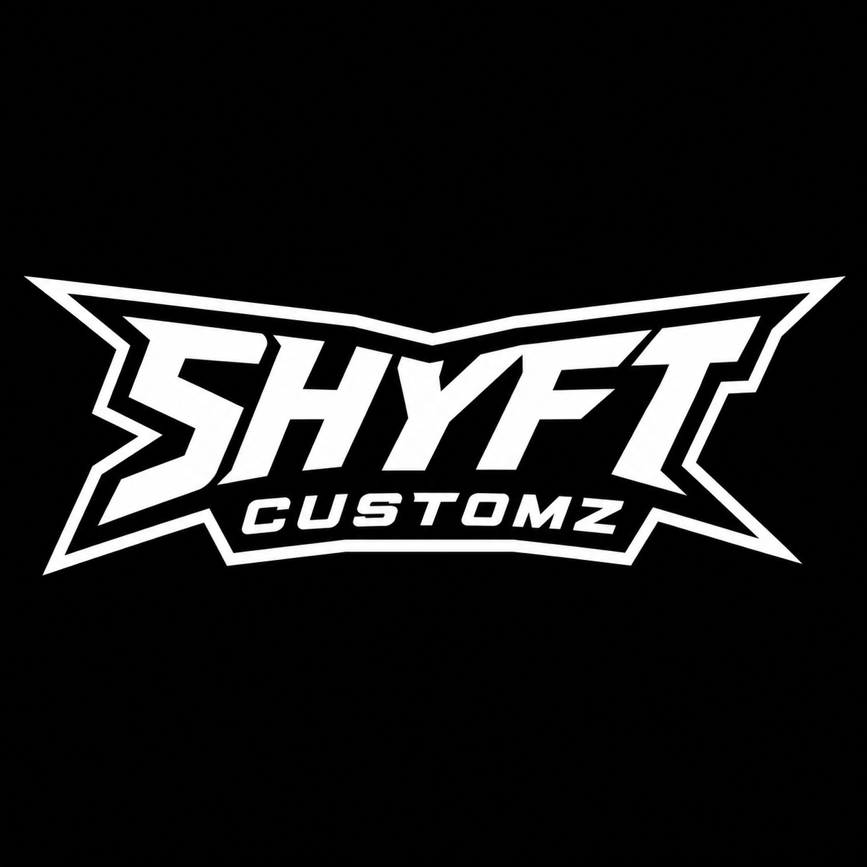 Black and white logo with stylized text that reads 'SHYFT' and 'CUSTOMZ' beneath it, featuring a wing-like design element.