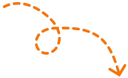 Orange dashed arrow forming a looping line with an arrowhead pointing downward to the right.