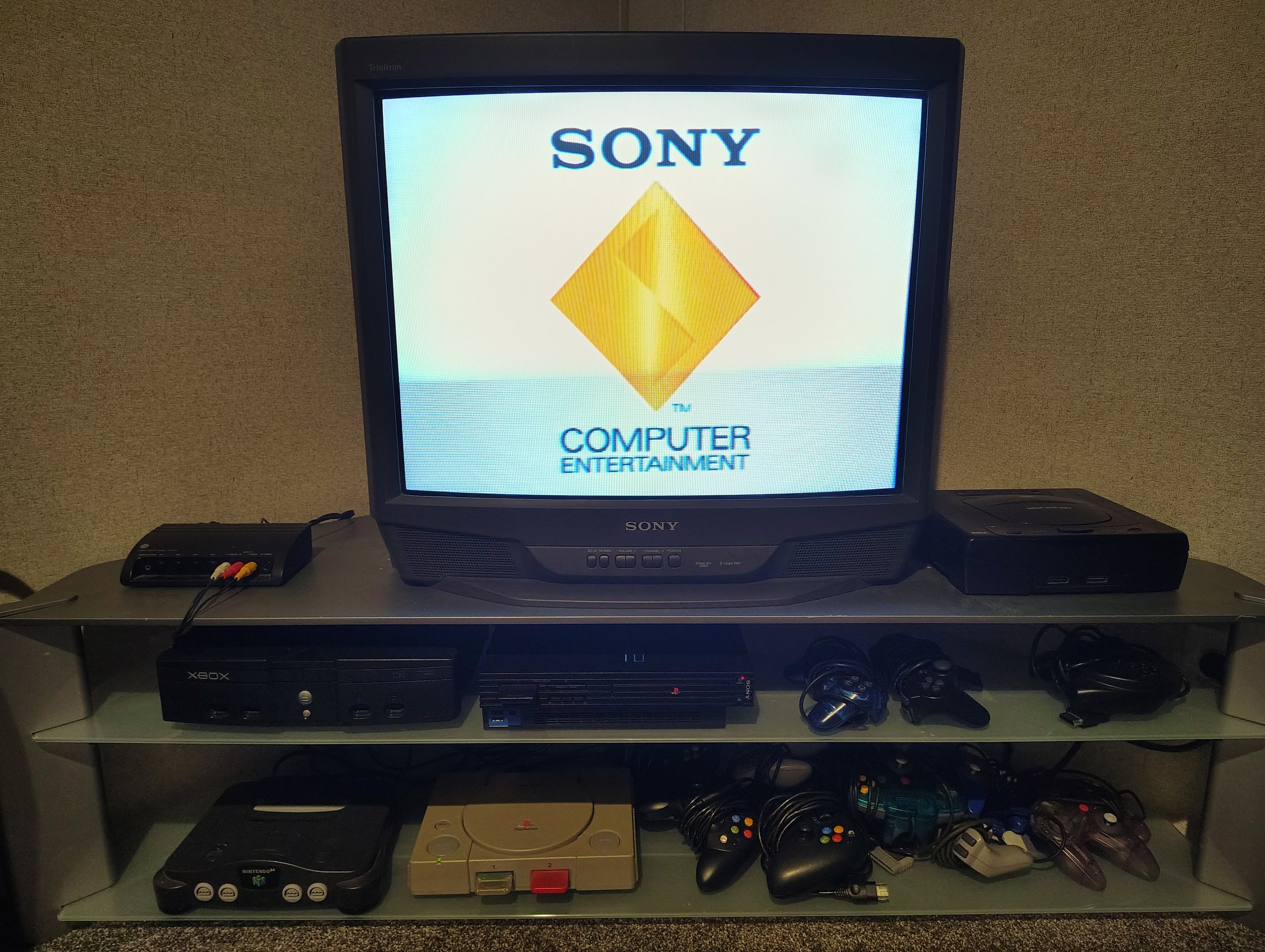 The Sony in the Throwback Room packs in the consoles with a Sega Saturn, Xbox, PlayStation 2, Nintendo 64, & PlayStation.