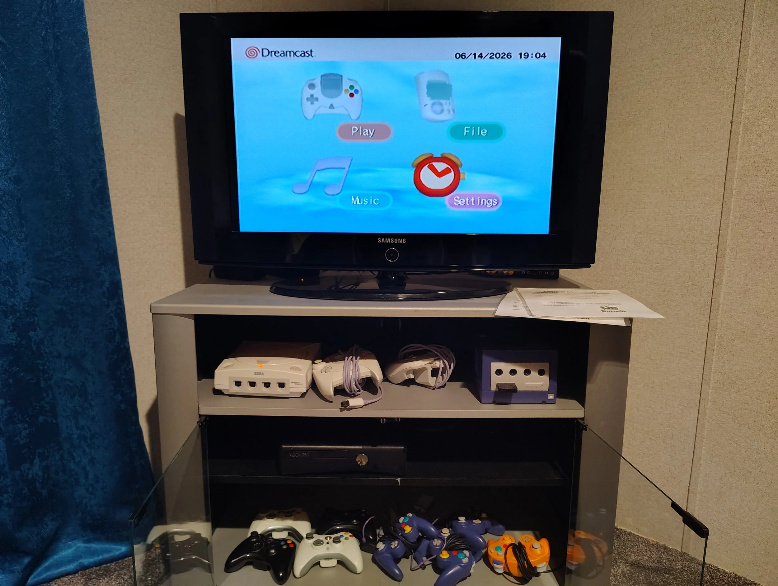 We have a Sega Dreamcast, Nintendo GameCube, & an Xbox 360 in the Throwback room. 