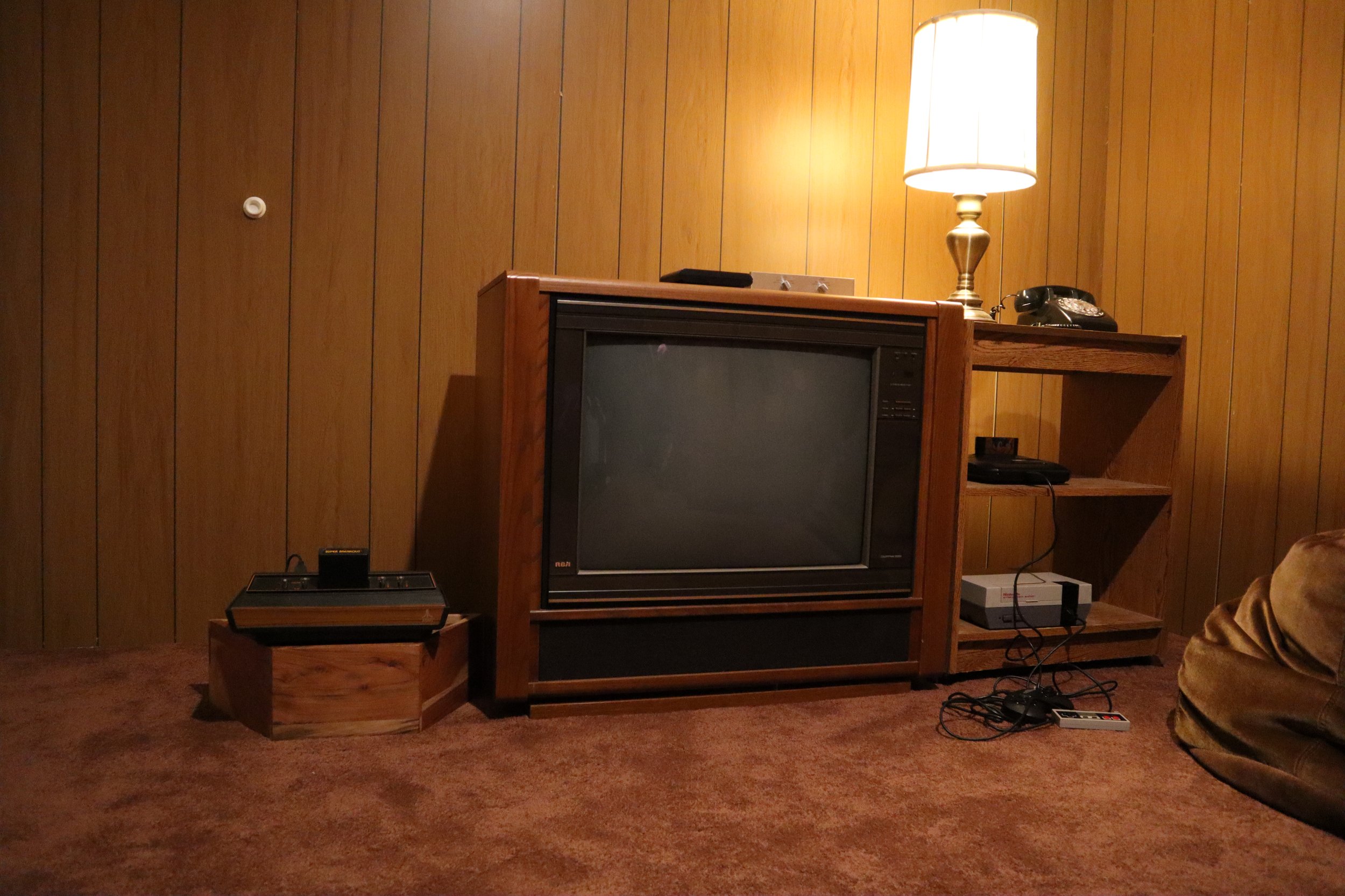 We have an Atari 7800, a Nintendo Entertainment System, a Sega Genesis, Sega CD, and some Nintendo handhelds in the retro room.