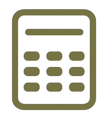 Ilustración sencilla de una calculadora con pantalla y botones.