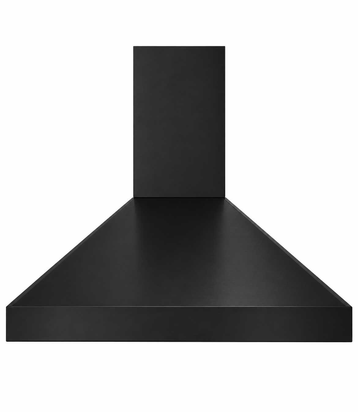 Una estructura moderna de color negro, con forma de triángulo con base amplia y una columna en la parte superior contra un fondo blanco.