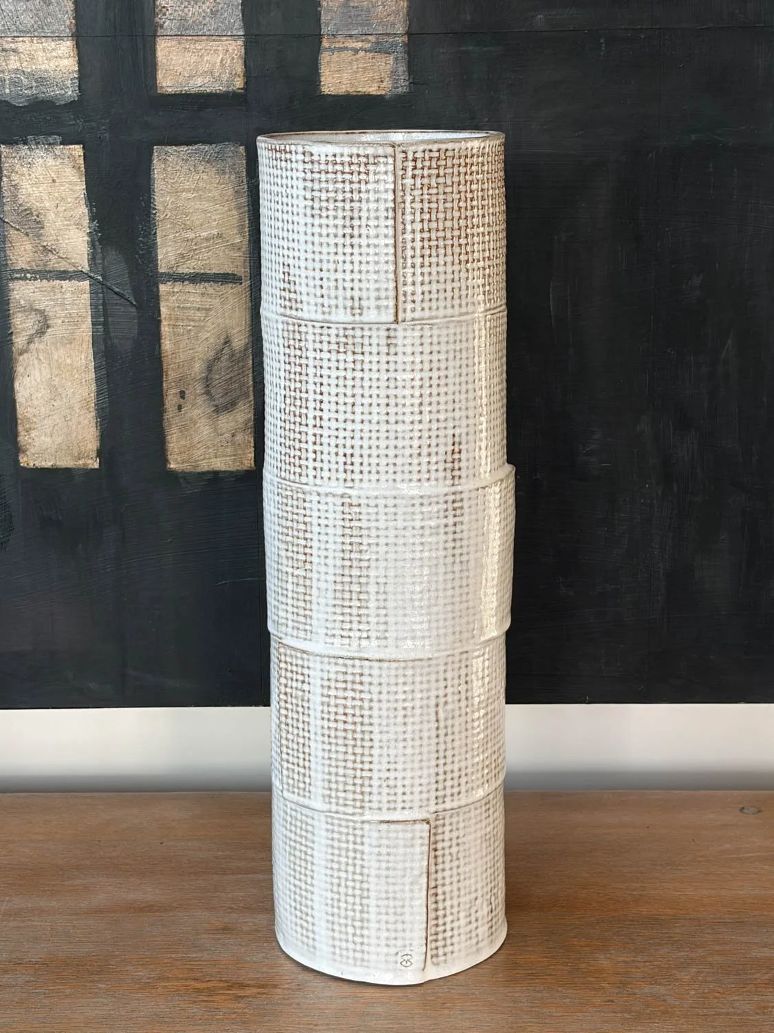 Burlap Texture Cylindrical Vessel