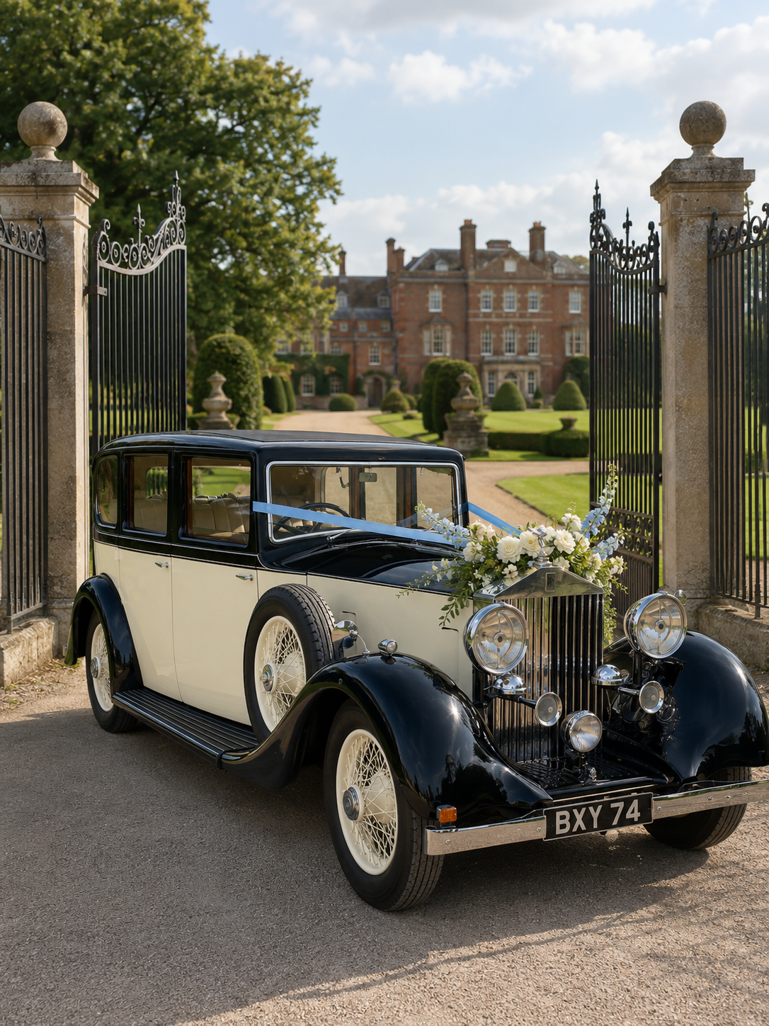 Lady Beatrice 1935 Rolls-Royce 20/25 Barker Saloon wedding car in West Sussex
