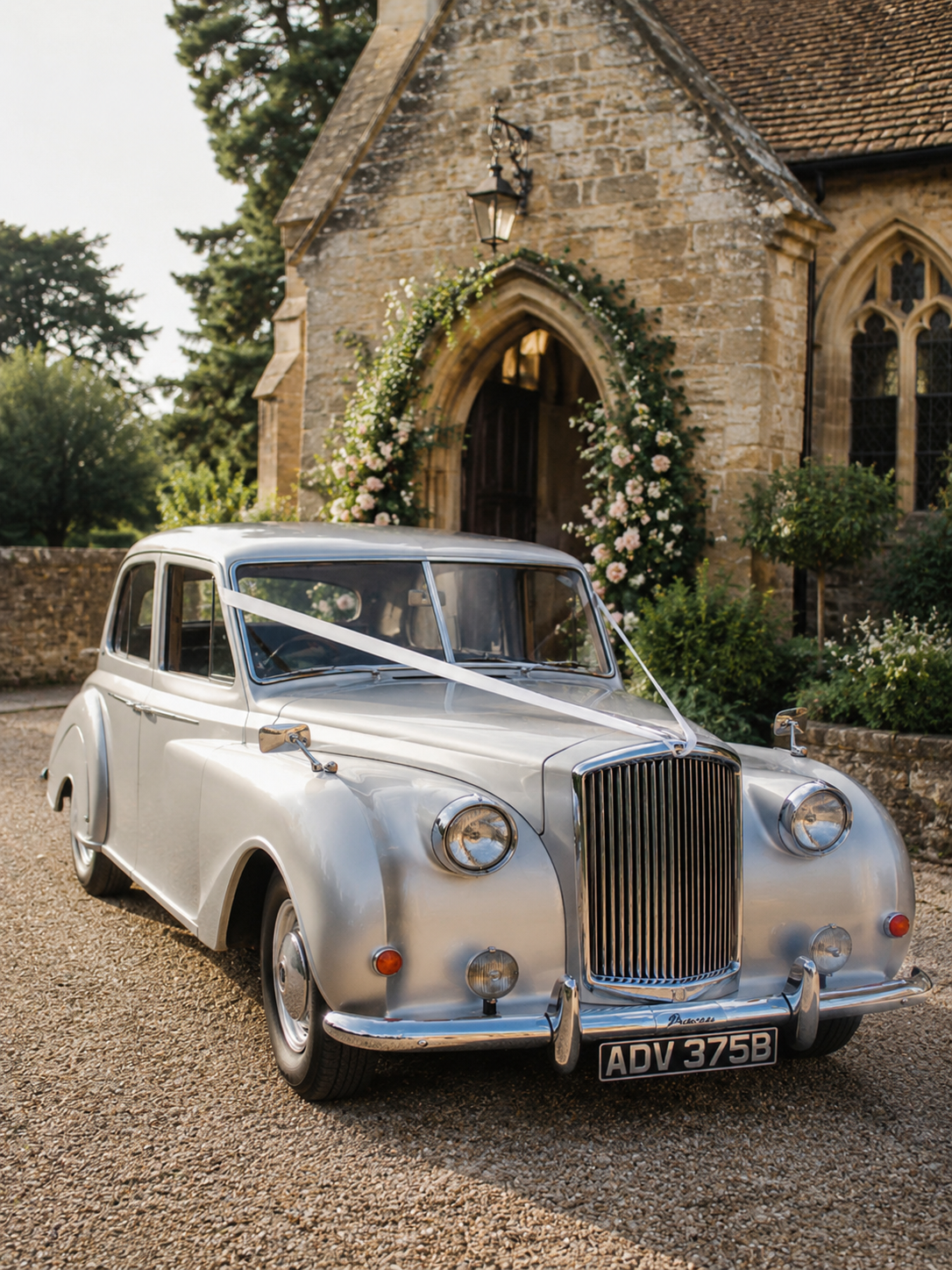 Vintage wedding car for a real wedding in East Sussex
