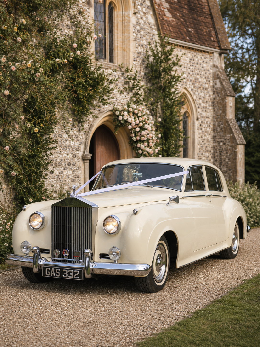 Vintage wedding car for a real wedding in Hampshire