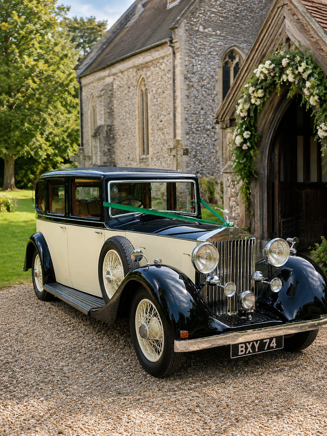 Lady Beatrice 1935 Rolls-Royce 20/25 Barker Saloon wedding car in West Sussex