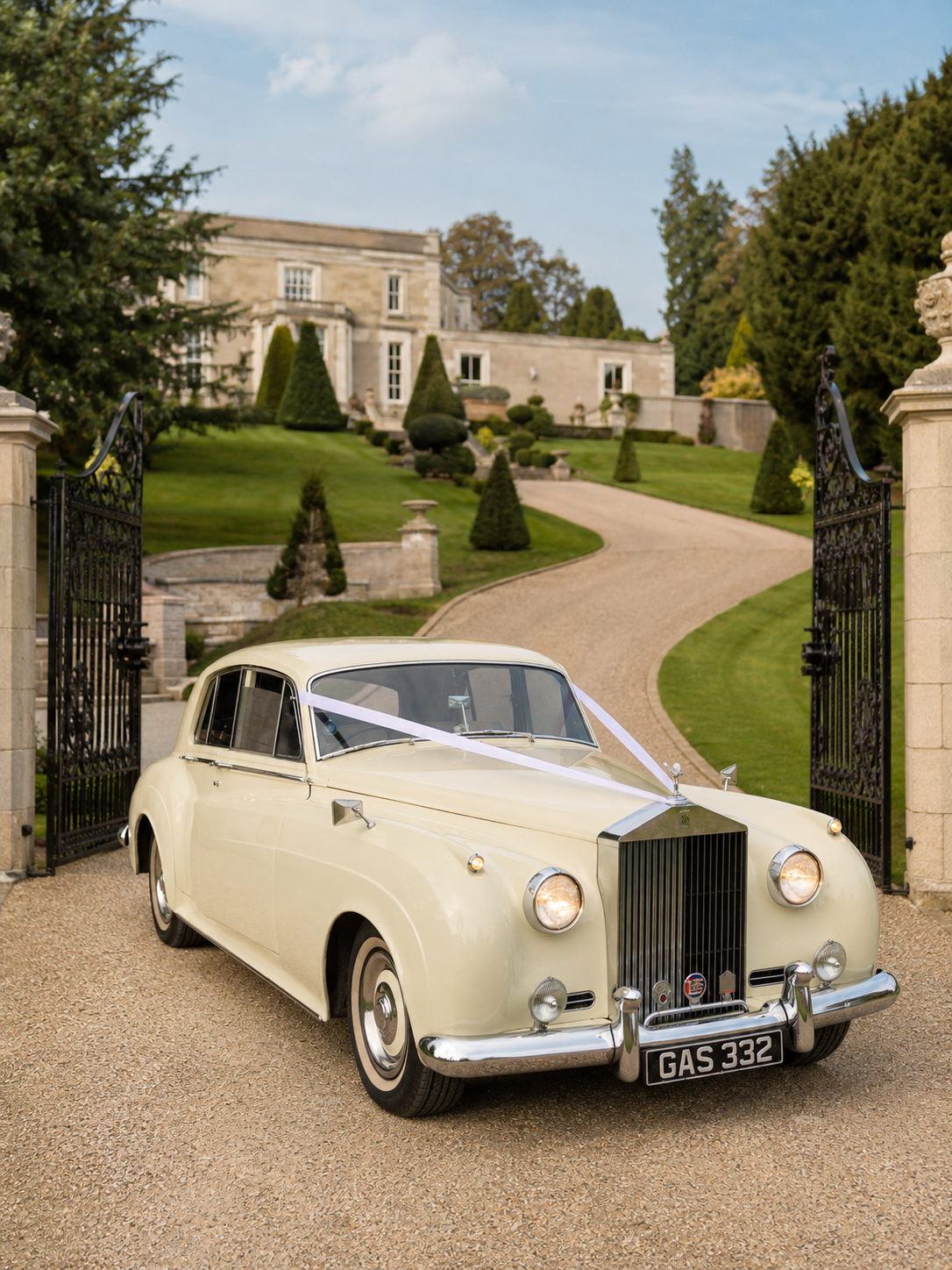 Vintage wedding car for a real wedding in Surrey