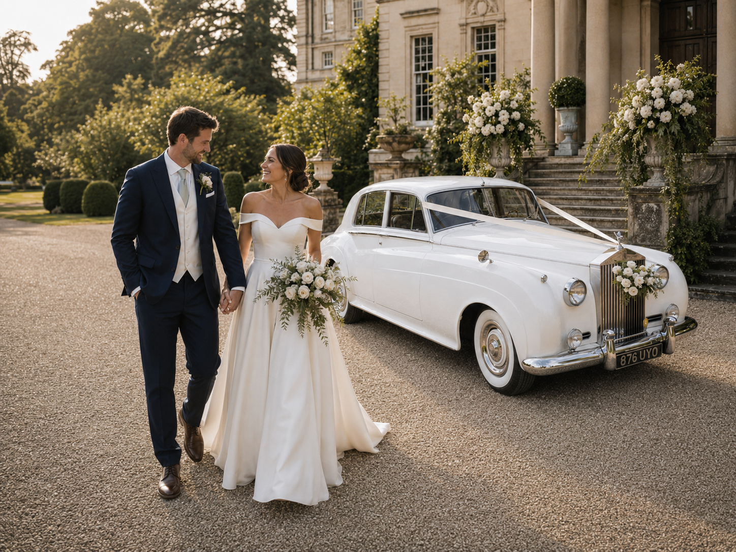 Vintage wedding car for a real wedding in West Sussex