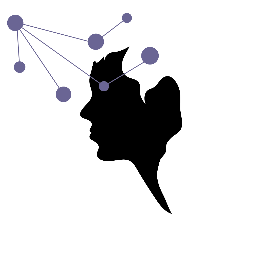 A silhouette of a face inside a network of connected dots