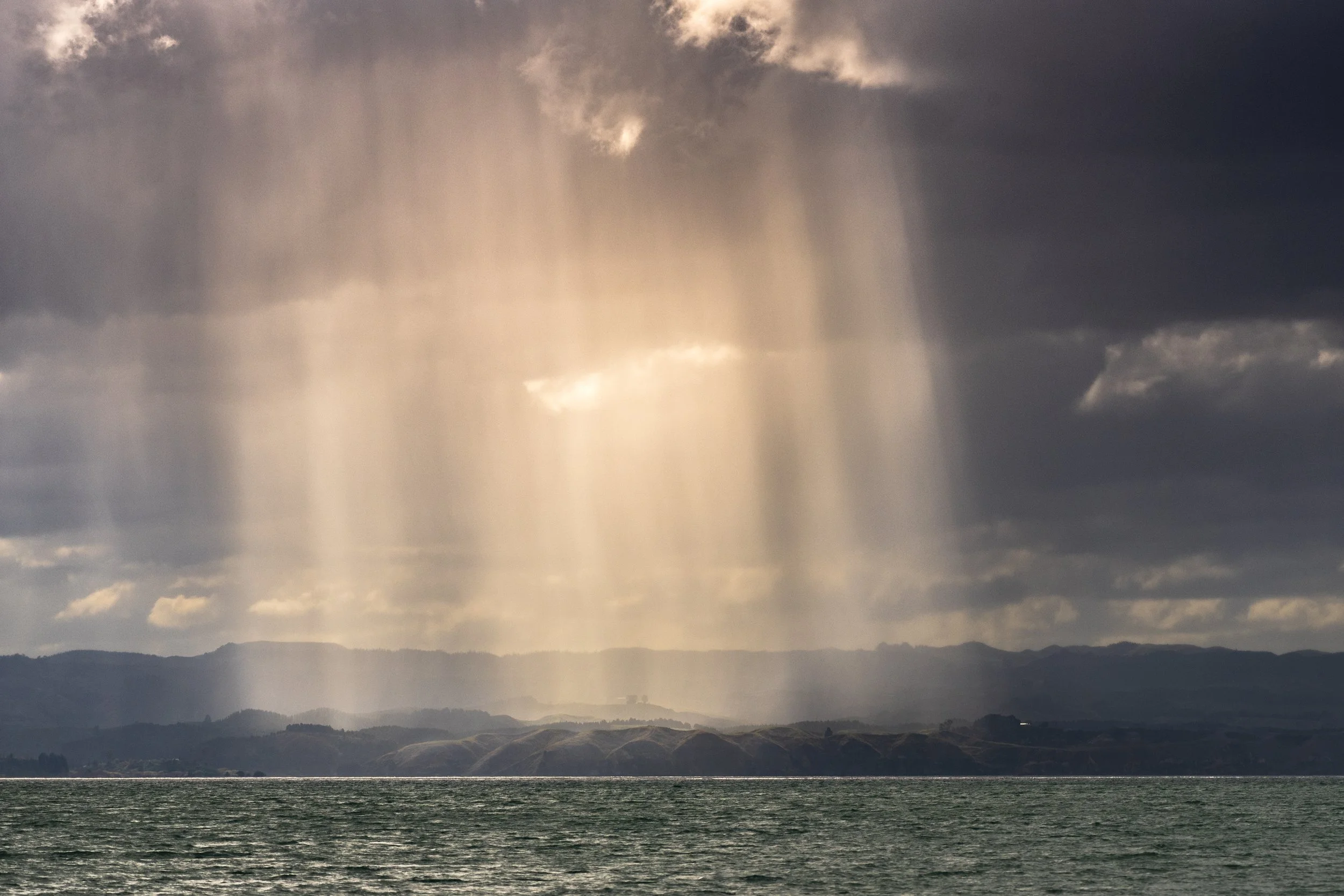 Looking across HB with in coming rain storm 