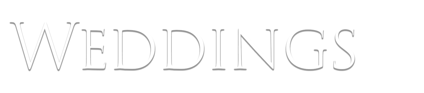 The word 'WEDDINGS' written in large white letters on a black background.