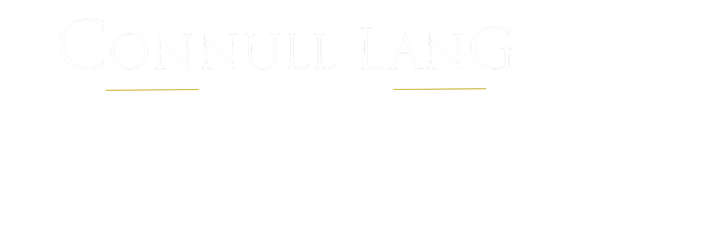 Logo for Connull Lang Photography with black background and stylized white and gold text.