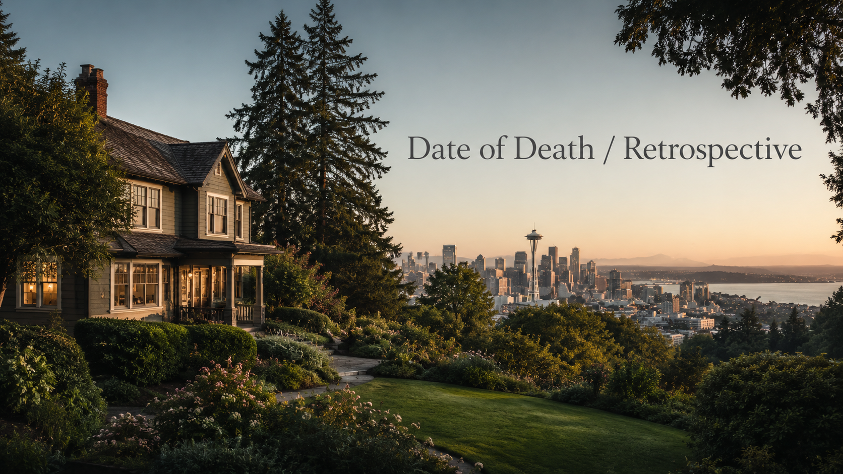 dated 2-story home overlooking Seattle skyline