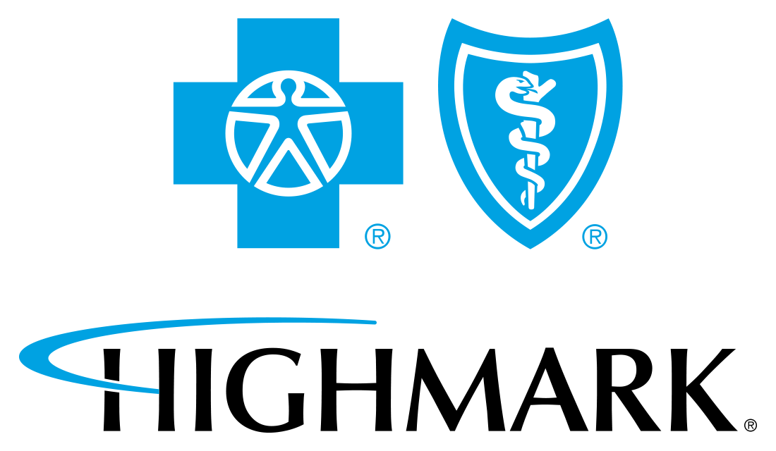 Highmark logo featuring blue health-related symbols and text.