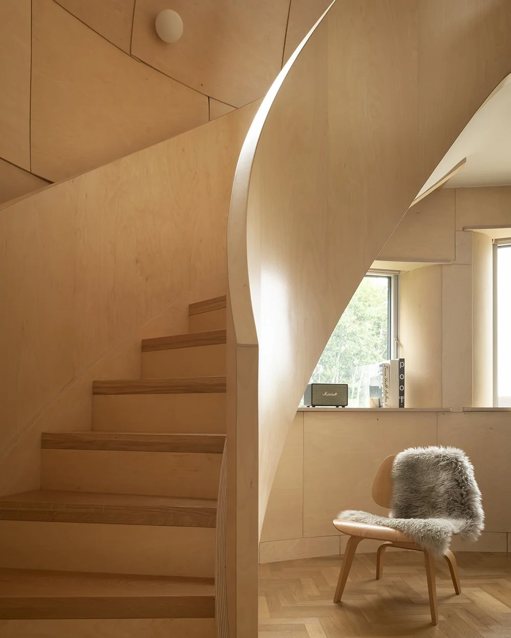 Lower level of bedroom roundel, with study nook and ensuite