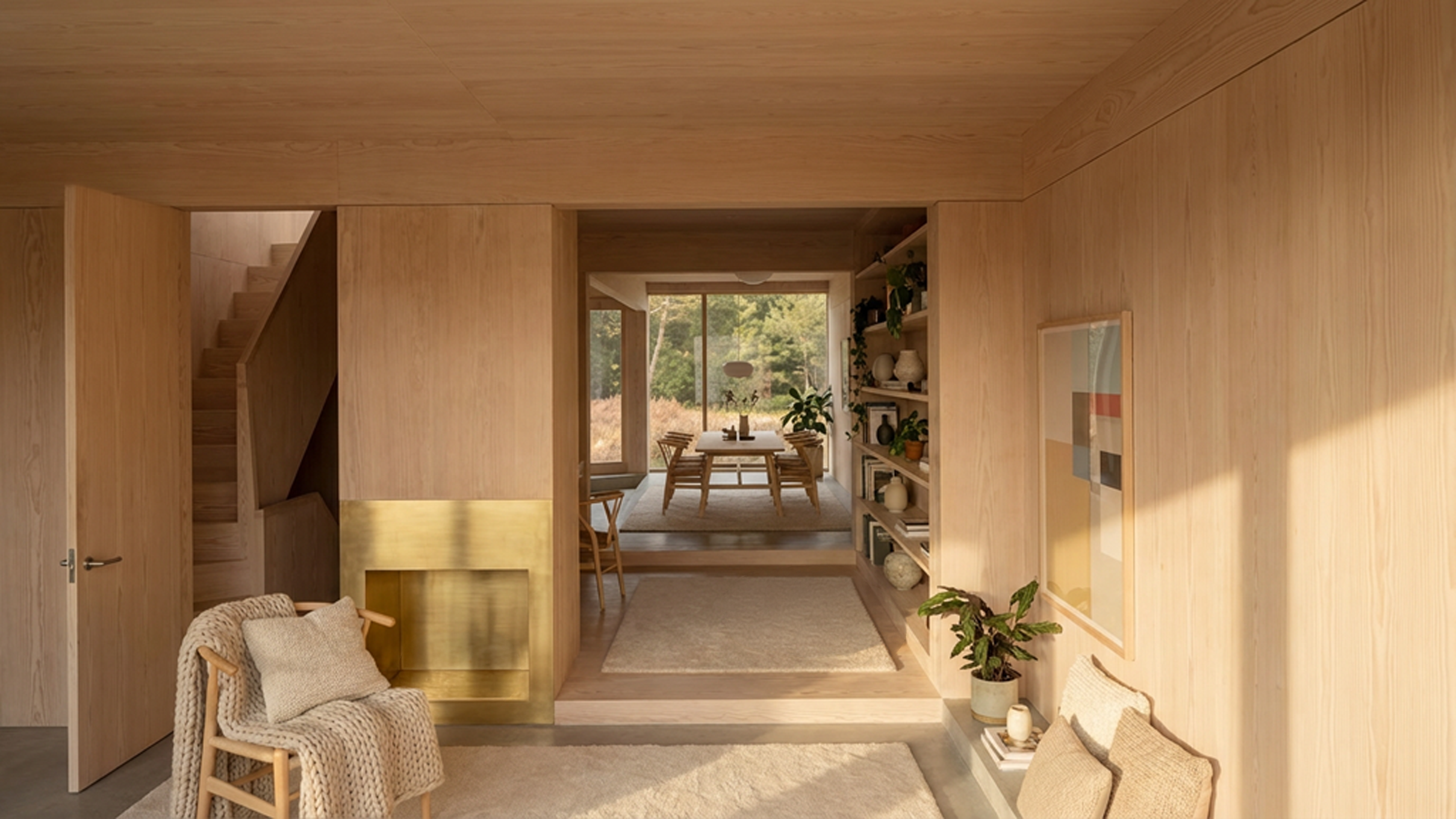 Interior View from the front living room through study and kitchen