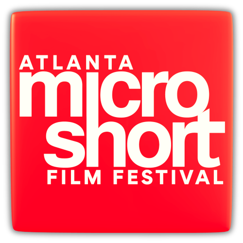 Red background with white text reading "Atlanta Micro Short Film Festival."