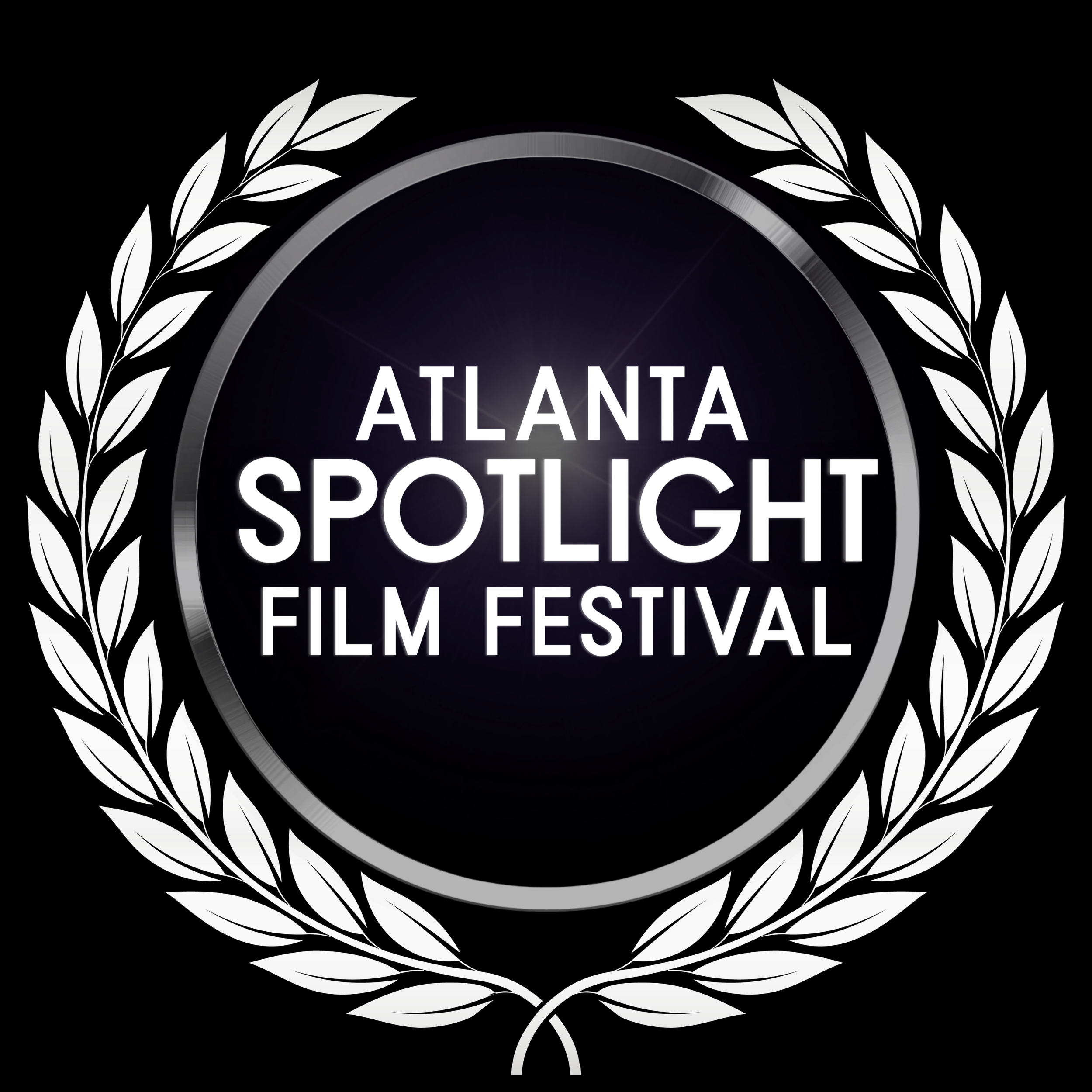 Award badge for Atlanta Spotlight Film Festival with laurel wreath design.