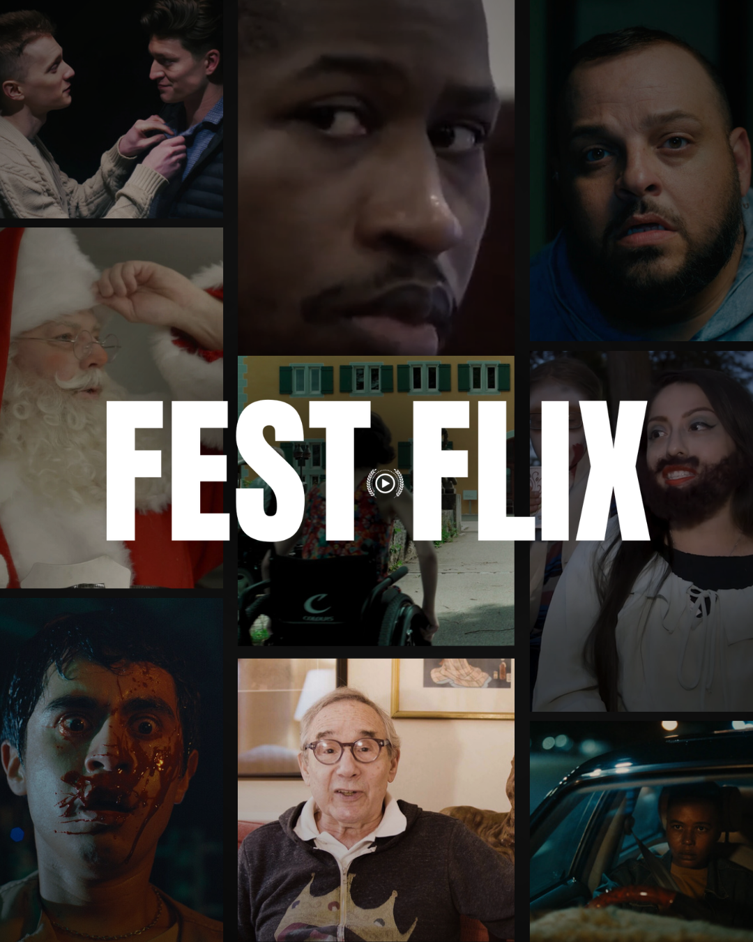 Collage of diverse scenes from movies or shows with the text "FEST FLIX" in the center.