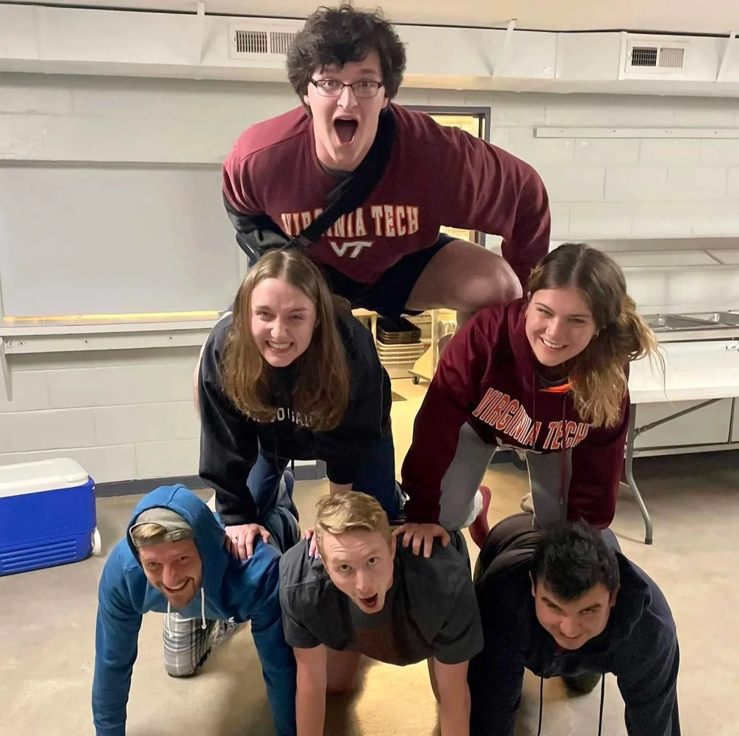 Christian College Group at Virginia Tech, human pyramid