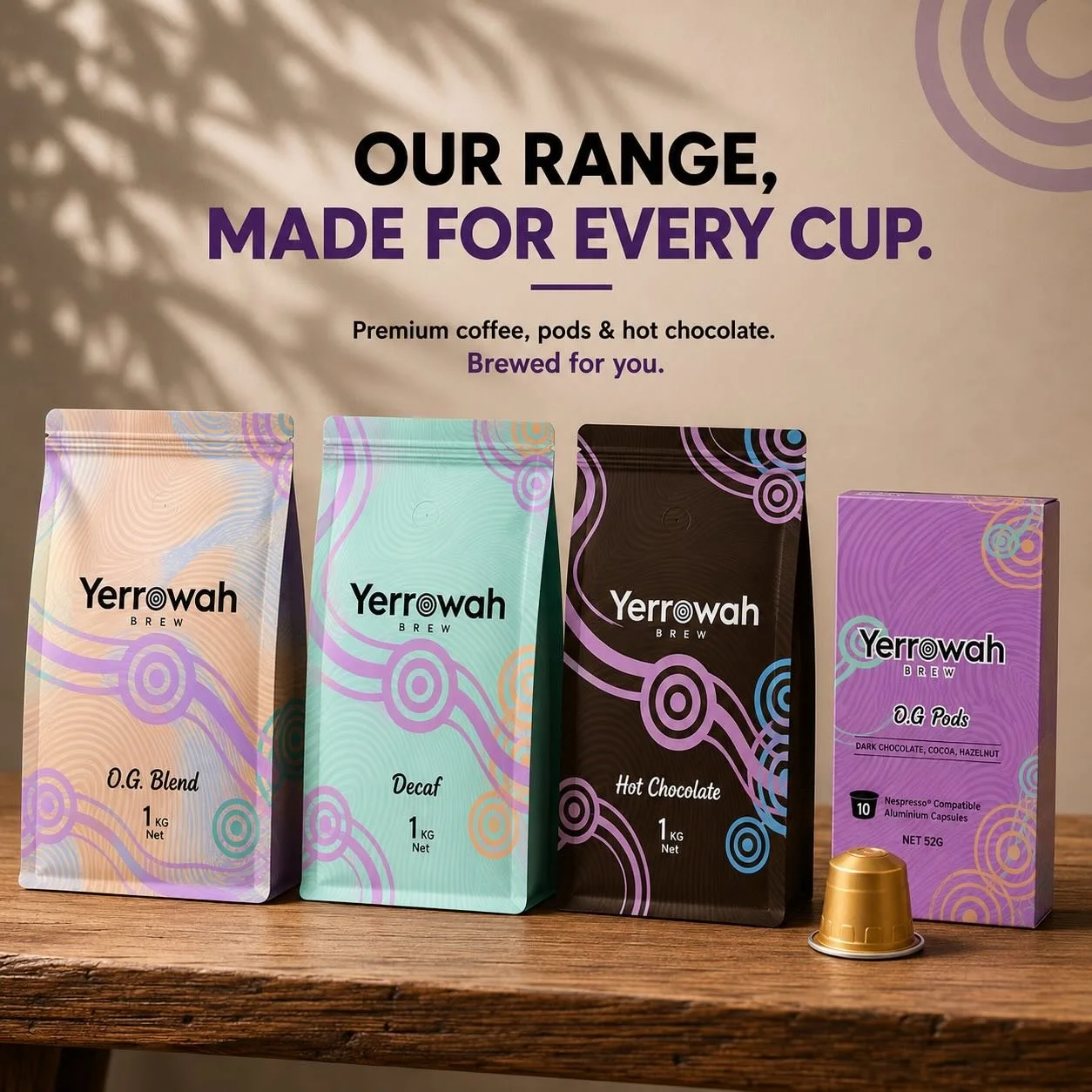 Great coffee starts with great beans.

At Yerrowah Brew, every blend is carefully selected and expertly roasted to deliver rich flavour, consistency, and quality in every cup.

From our signature O.G. Blend and smooth Decaf to our Hot Chocolate and C