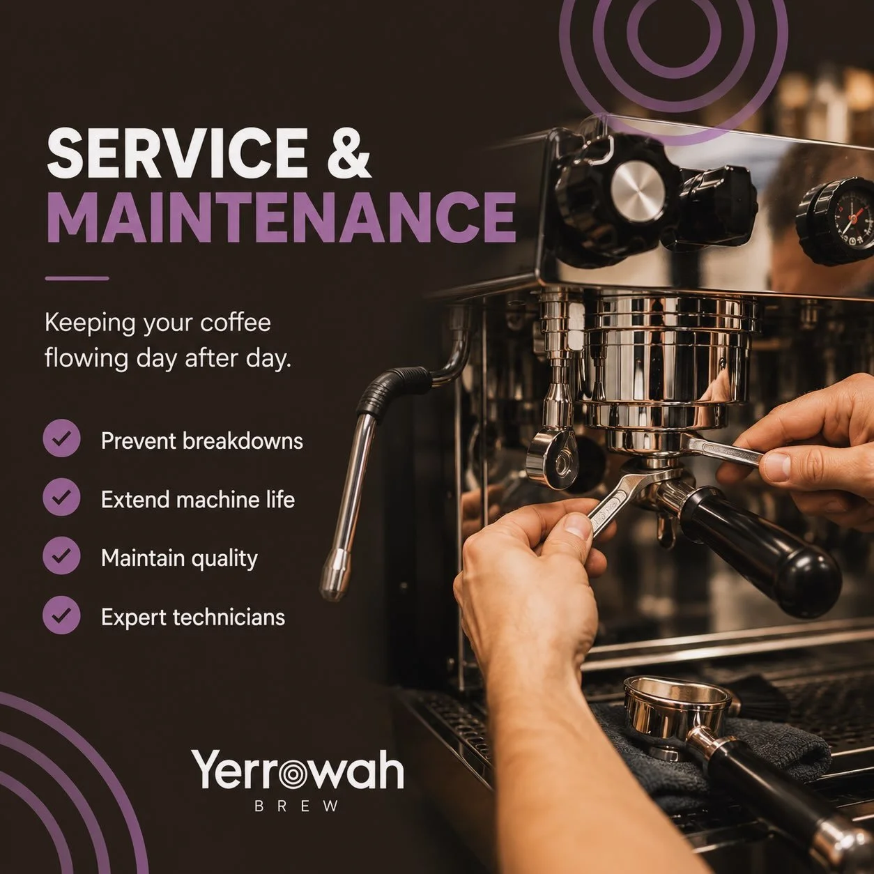 Your coffee machine works hard!

Regular servicing helps:

☕ Improve coffee quality ⚙ Reduce breakdowns 💰 Prevent expensive repairs 📈 Extend equipment lifespan 

Preventative maintenance isn&rsquo;t an expense, it&rsquo;s an investment in consisten