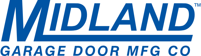 Logo of Midland Garage Door Manufacturing Company in blue text.