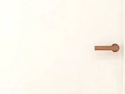 A white wall with a wooden peg mounted on it.
