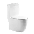 White modern toilet with a closed lid