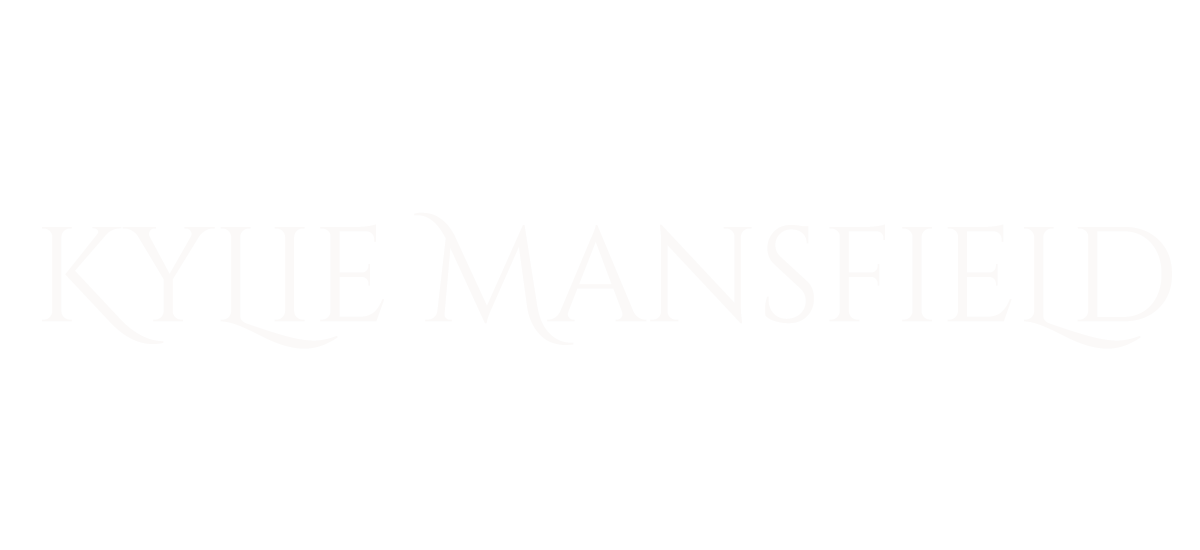 The name 'Kylie Mansfield' written in stylized silver font on a black background.