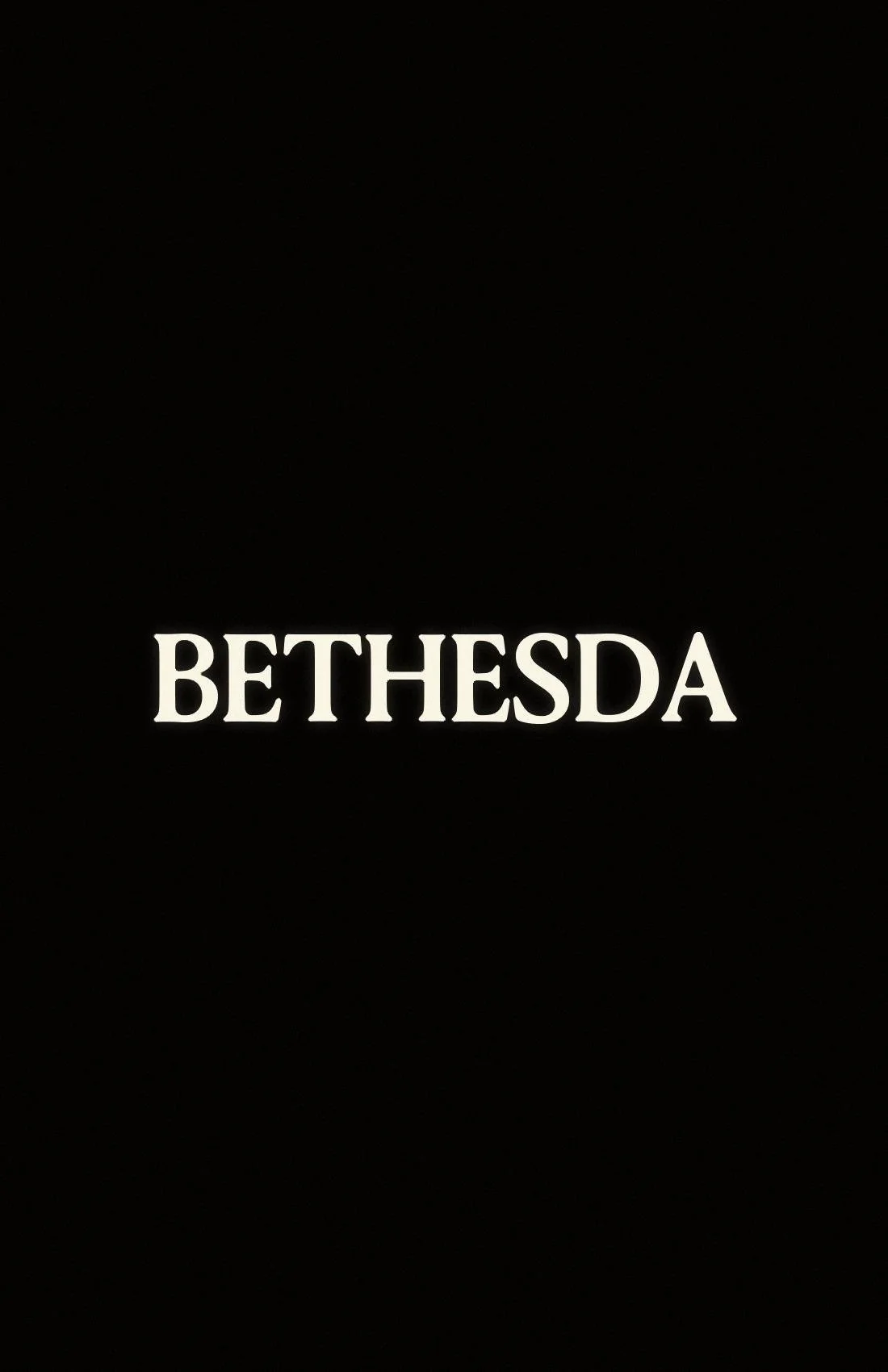 Black background with the word 'BETHESDA' in large white capital letters in the center.