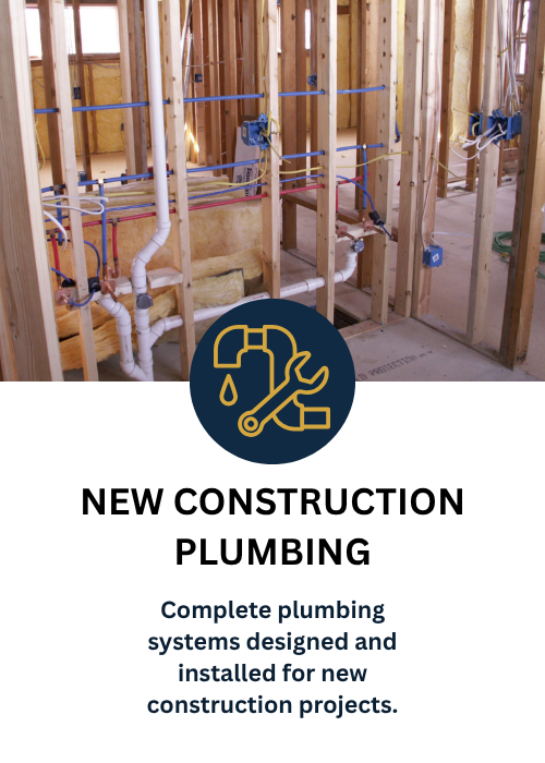 Interior of a building under construction with exposed wooden framing and plumbing pipes installed.