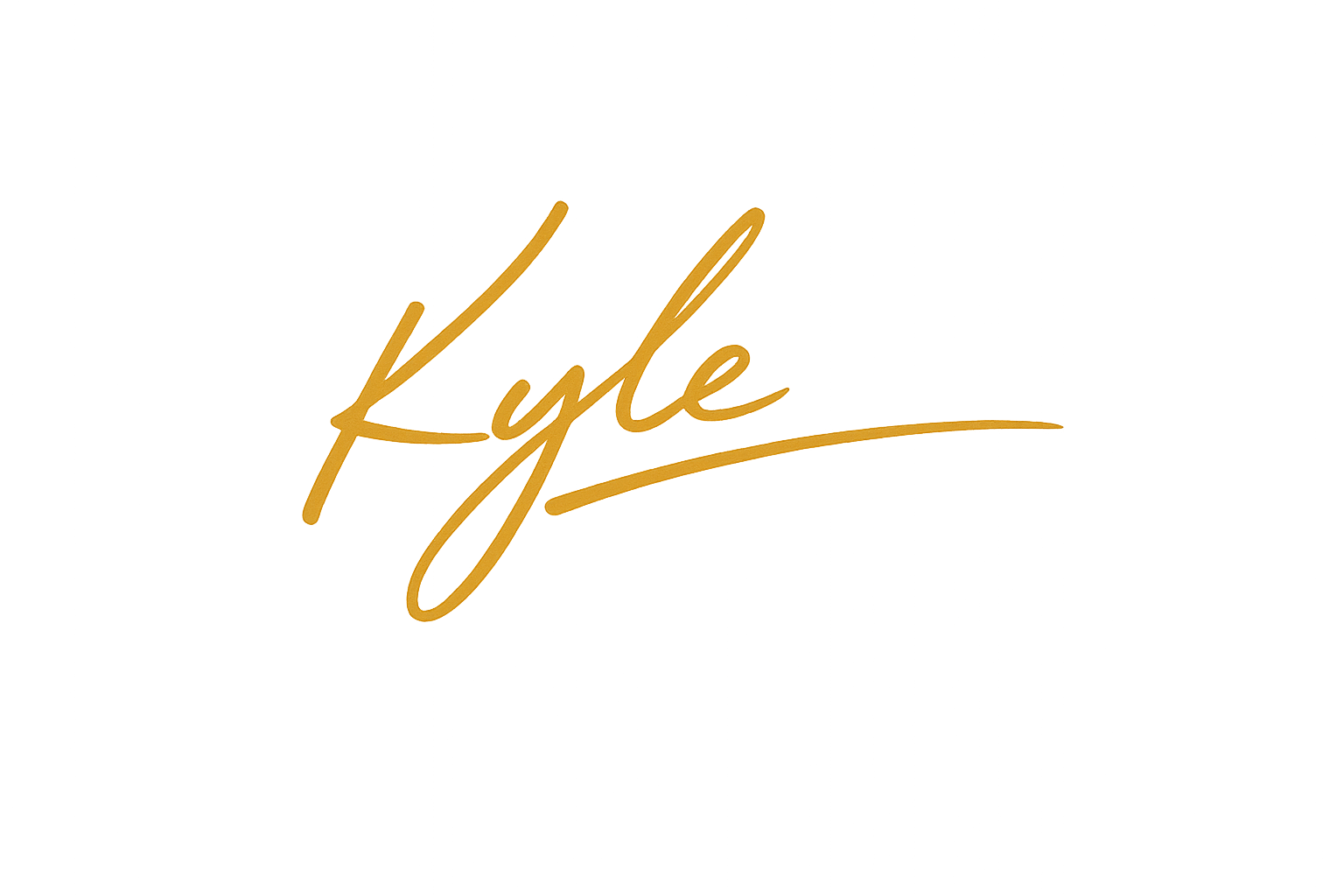 Golden cursive text of the name 'Kye' on a black background.