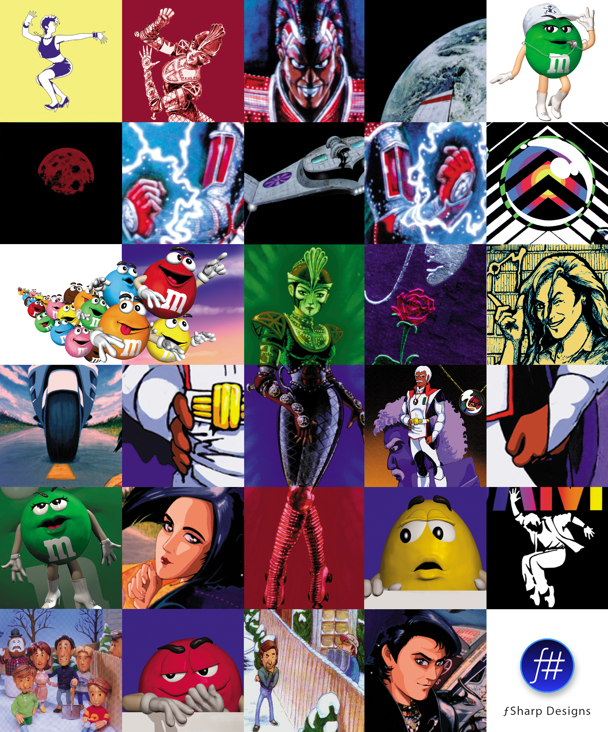 ƒSharp Designs sampler collage.