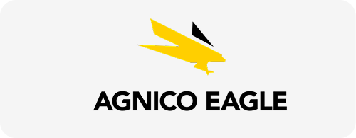 Logo with a yellow and black eagle head graphic and the text "AGNICO EAGLE" below.