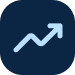 A blue icon showing an upward trending arrow on a dark background.