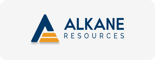 Alkane Resources logo with stylized 'A' and mountain design