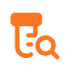 Search icon with a magnifying glass inside an orange square.