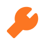 An orange wrench icon on a white background.