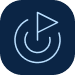 A blue circular icon with a downward-pointing arrow inside, indicating a download action.