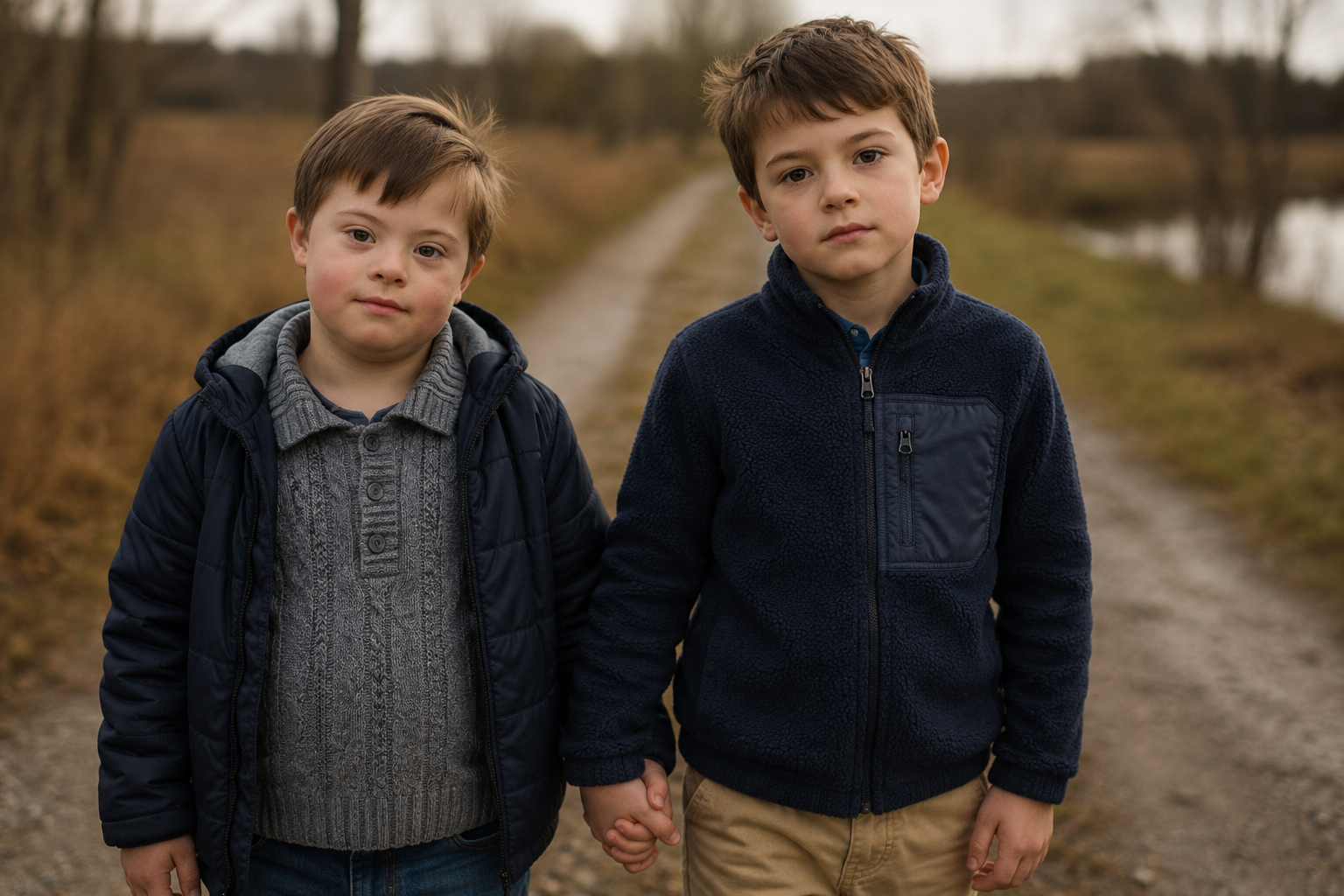 Twin brothers, one with autism and the other with Down syndrome. One visible, the other not.