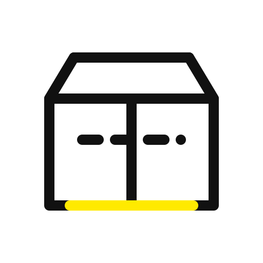 Icon of a storefront with a yellow welcome mat in front.