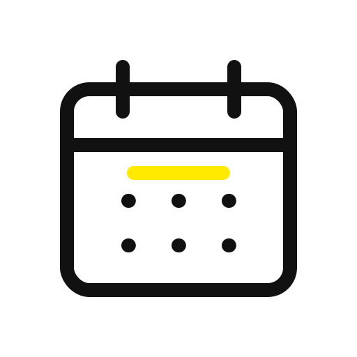 Icon of a calendar with a yellow highlight on a date.